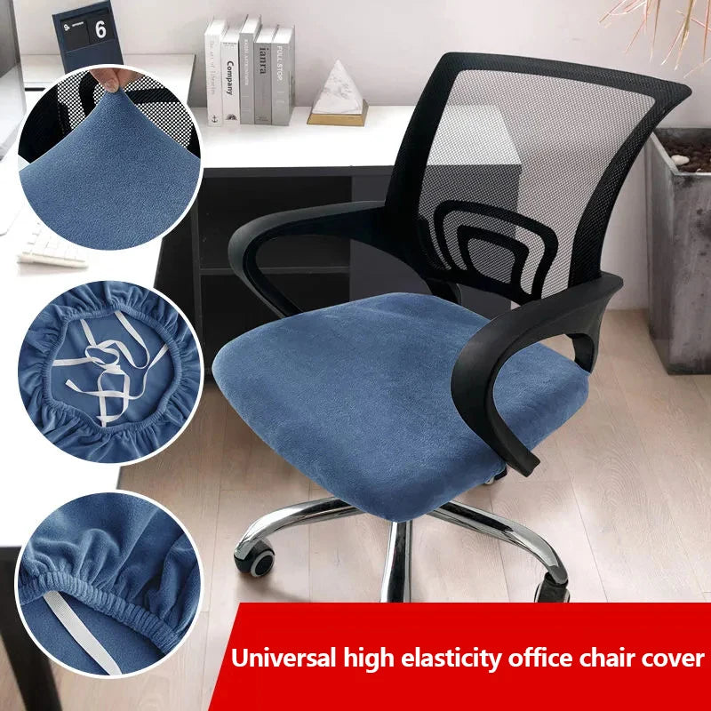 1Pc Velvet Office Chair Cover Computer Swivel Seat Cover Modern Elastic Chair Slip Washable Slipcovers Removable Dust Cover Zpaxo