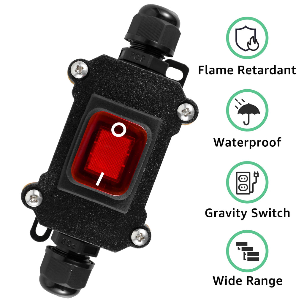 30A 220V Heavy Duty Inline Cord Switch IP65 Waterproof Power Cord Toggle Switch Button Rain Proof Outside Duty Device Switch Zpaxo