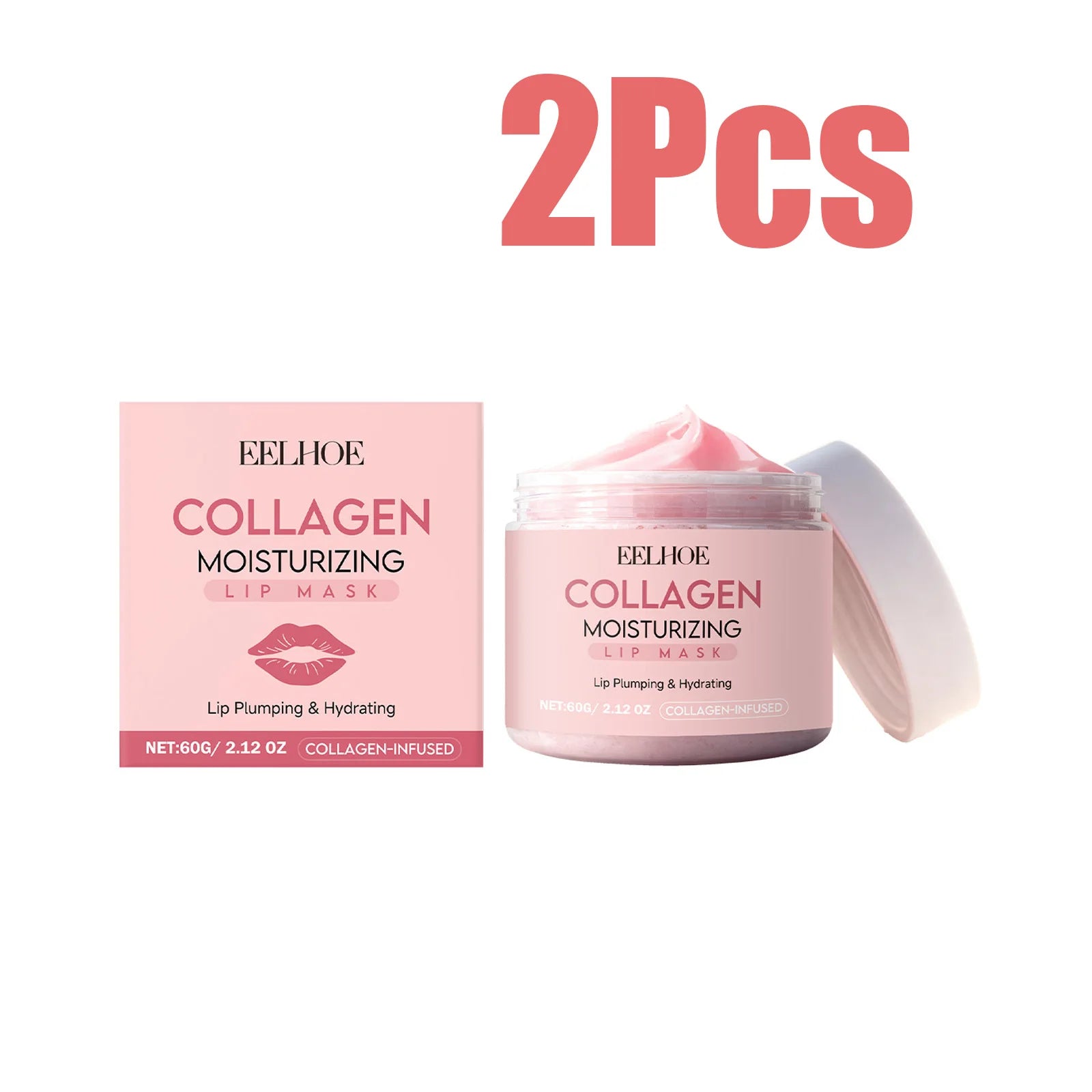 Collagen Lip Mask Overnight Repair Moisturizing Nourishing Treatment for Dry Flaky Lips Women's Lip Care Essential Fade Lip Line Zpaxo 2 x 60g Boxed