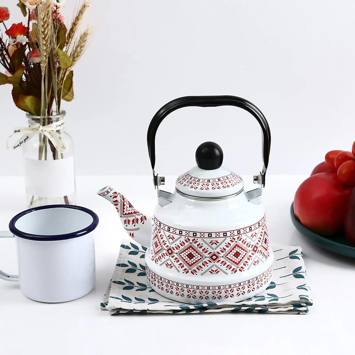 Tea Pot Stove Retro Enamel Teapot Vintage Kettle Home Kitchen Dorm Zpaxo