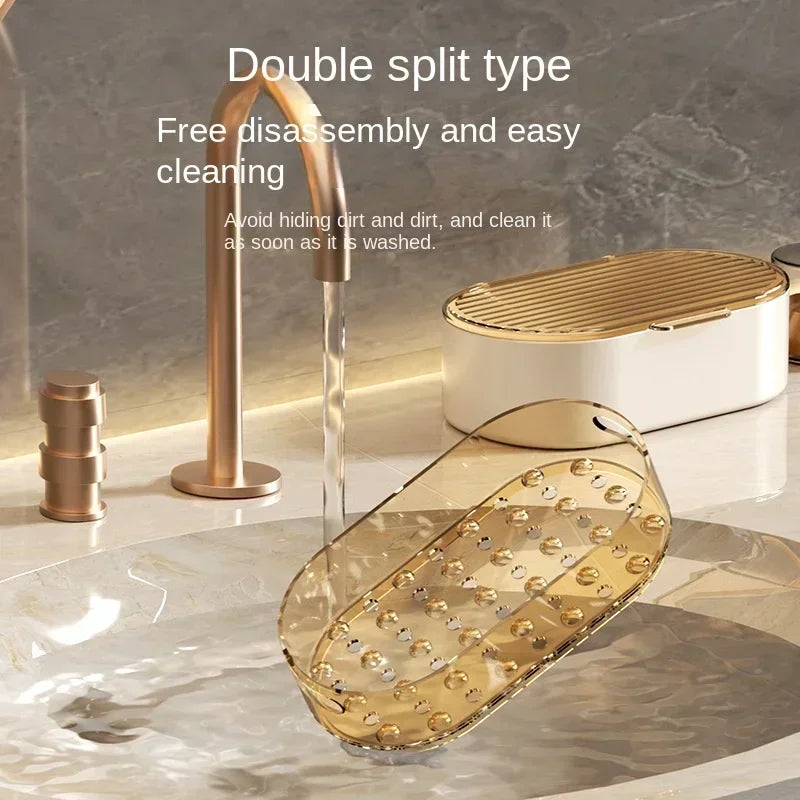 Double Layer Soap Dish with Lid & Drain | Bathroom Soap Box Soap Dish Zpaxo