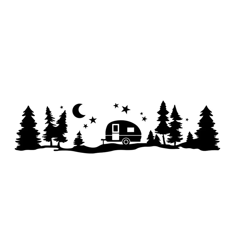 Car Stickers Waterproof Tree Mountain Decor PET Sticker Auto Decal