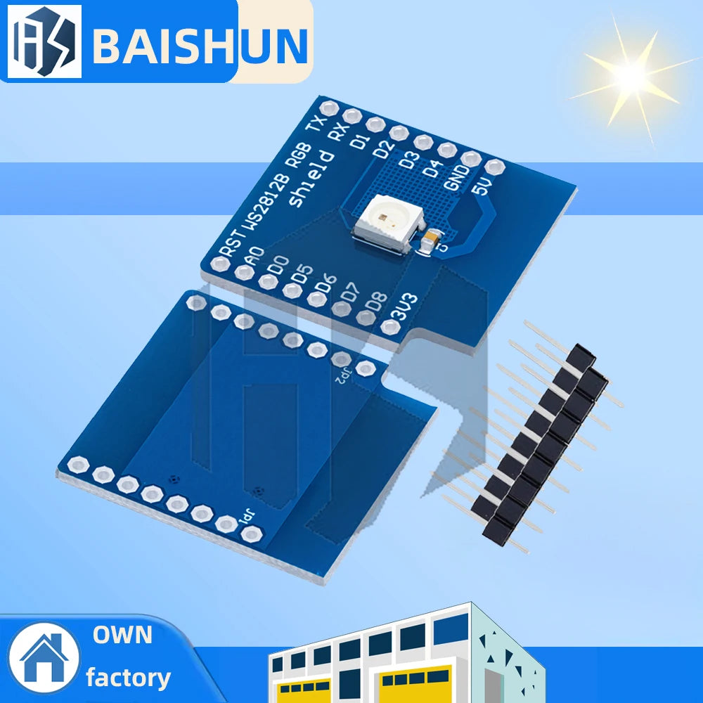 Wemos D1 Mini ESP8266 WS2812B RGB Shield Expansion Board 3 3V-5V Zpaxo