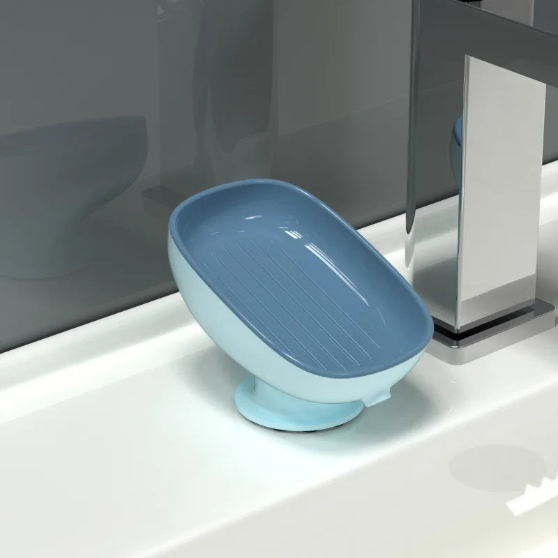 2-Pack Draining Soap Dish Holder – Suction Cup Wall Mount Soap Dish Holder Zpaxo blue