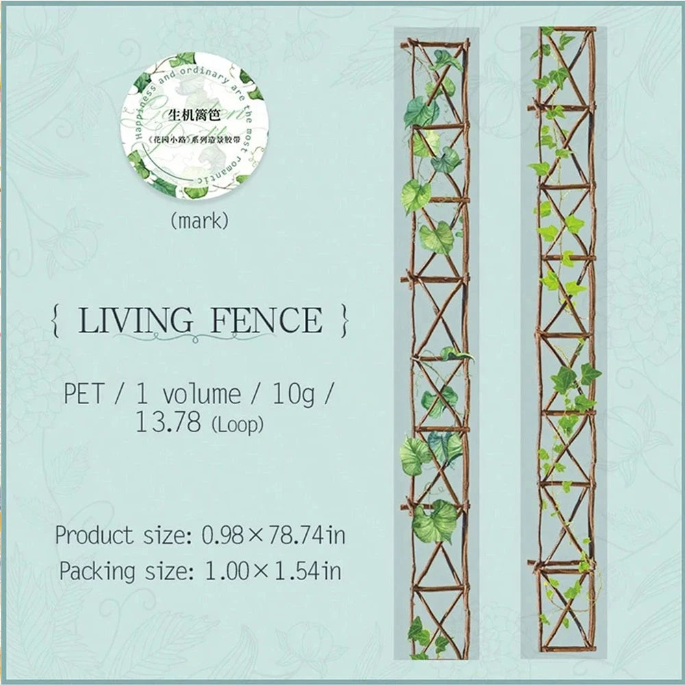 2M/Roll Garden Path Series Scene Stickers PET Scrapbook Tapes Landscaping Path Journal Scrapbooking Decorative Supplies Zpaxo Living Fence