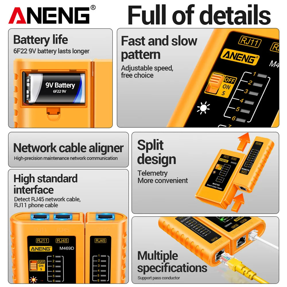 Professional Network Analyzer Tester ANENG M469D Networking Tool