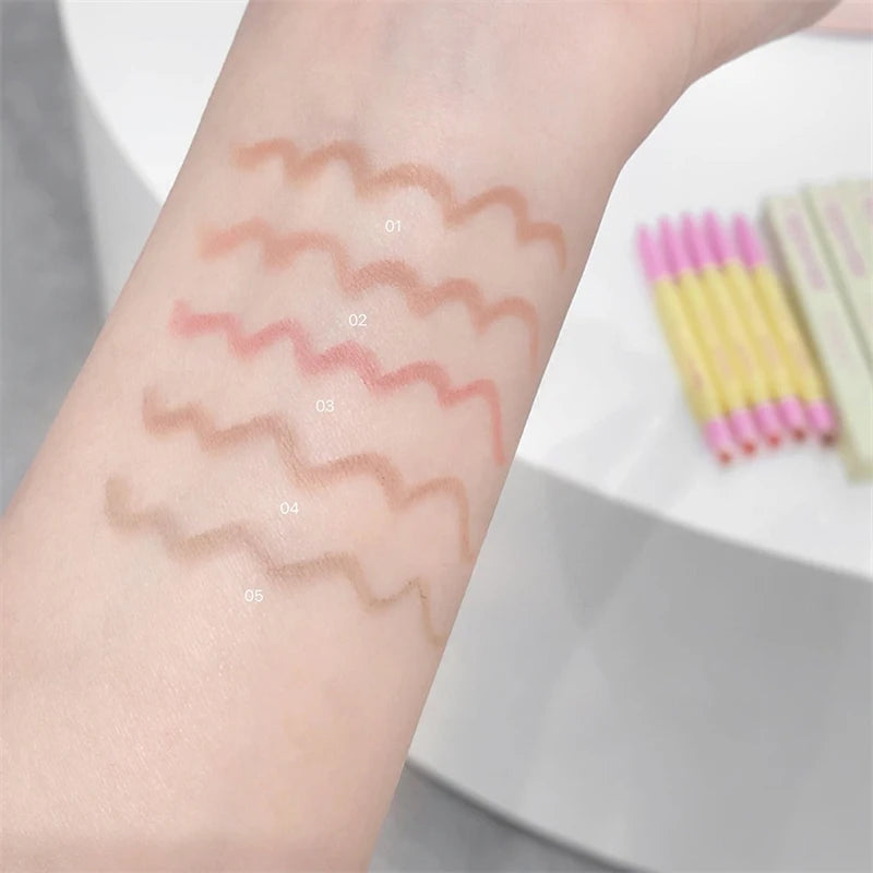 5Color Lip Liner Pen Matte Lipstick Pen Silver Longlasting Lip Contouring Non-stick Cup Lipliner Pencil with Brush Korean Makeup Zpaxo