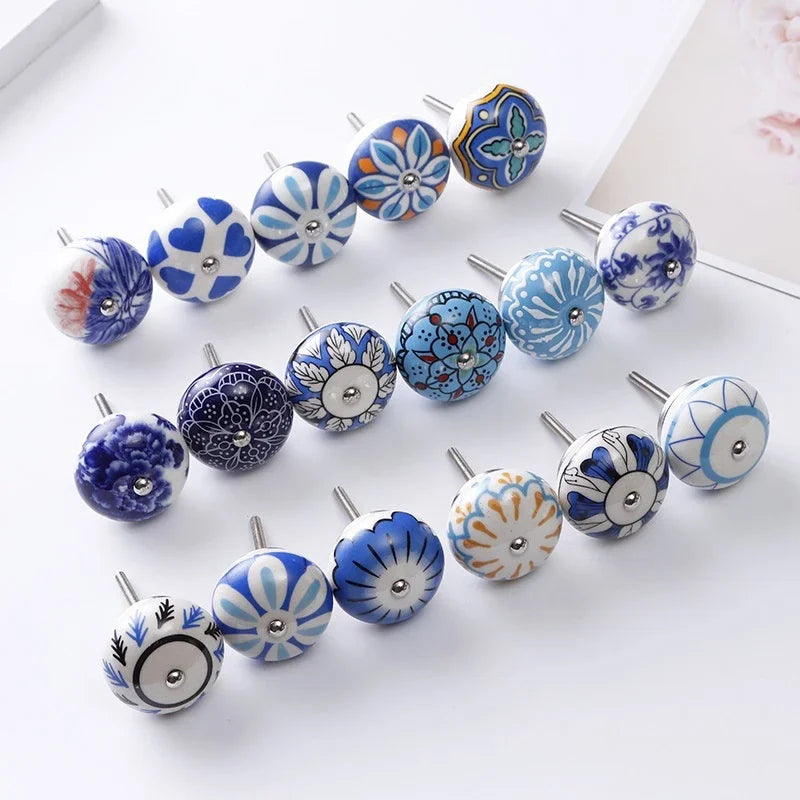 1PCS Multicolor Ceramic Knobs For Cupboard Cabinet Dresser And Furniture Antique Floral Drawer Handle Pull Door Knob Zpaxo