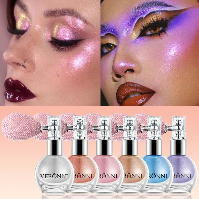 Highlighter Powder Spray Longwear sparkle fairy powder High Gloss Glitter Spray Body Bronzer For Face Body Makeup Cosmetics Zpaxo