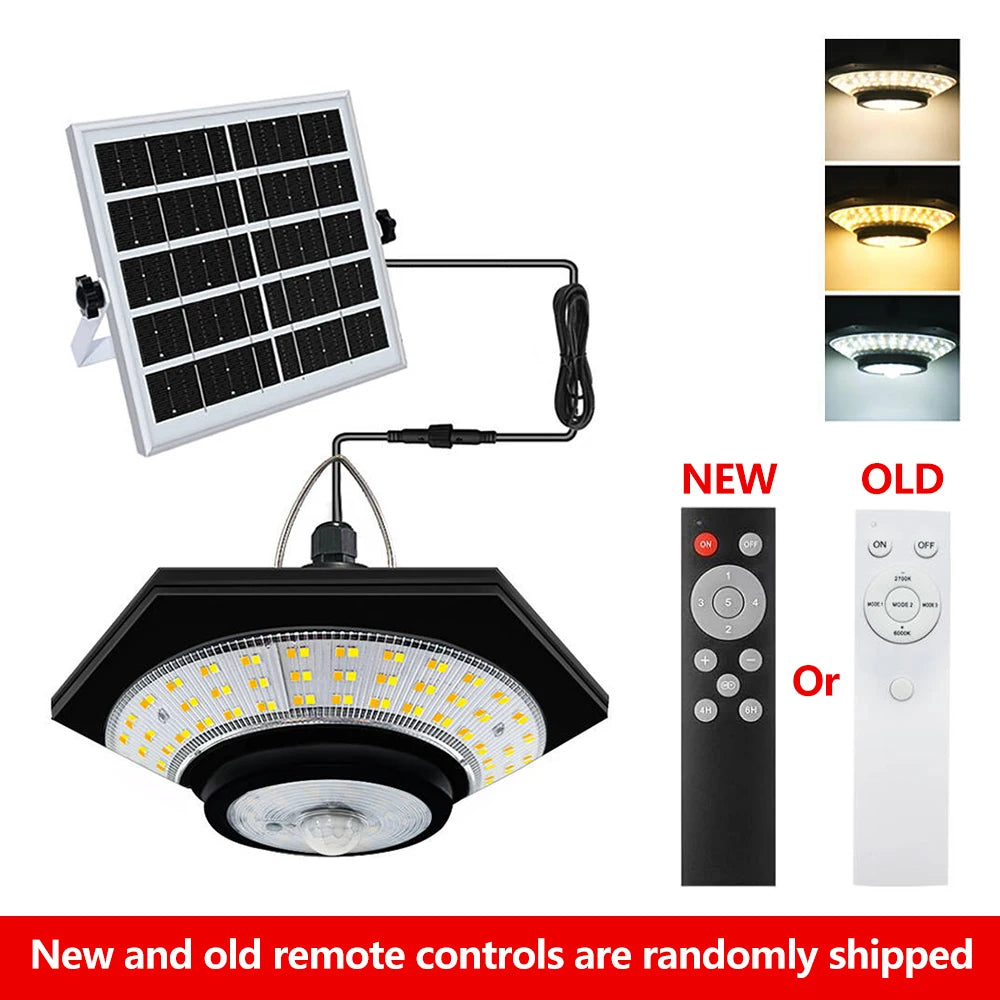 Solar Pendant Lights Outdoor Solar Shed Light Motion Sensor 288 LEDs Dimmable Indoor Barn Lamp Waterproof Gazebo Yard Garage Pat Zpaxo