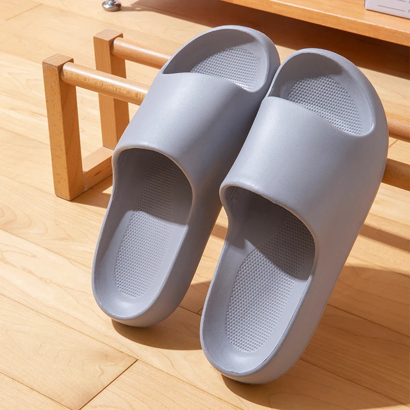 Summer Unisex Lightweight EVA Flip Flops Solid Cloud Feel Non Slip Zpaxo GRAY 42-43