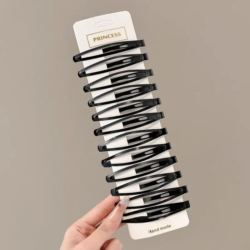 10 Matte Black Geometric Hair Pins Star Wave Square Shape Clips Daily Zpaxo A9