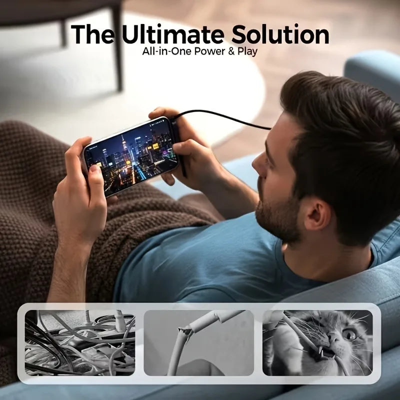 MFI Certified Side-folding Stand Type-c Lightning Cable Suitable