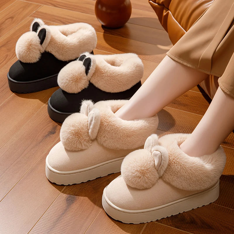 Fashion Fur Slippers Women Men Winter Warm Ankles Cozy Furry Slides