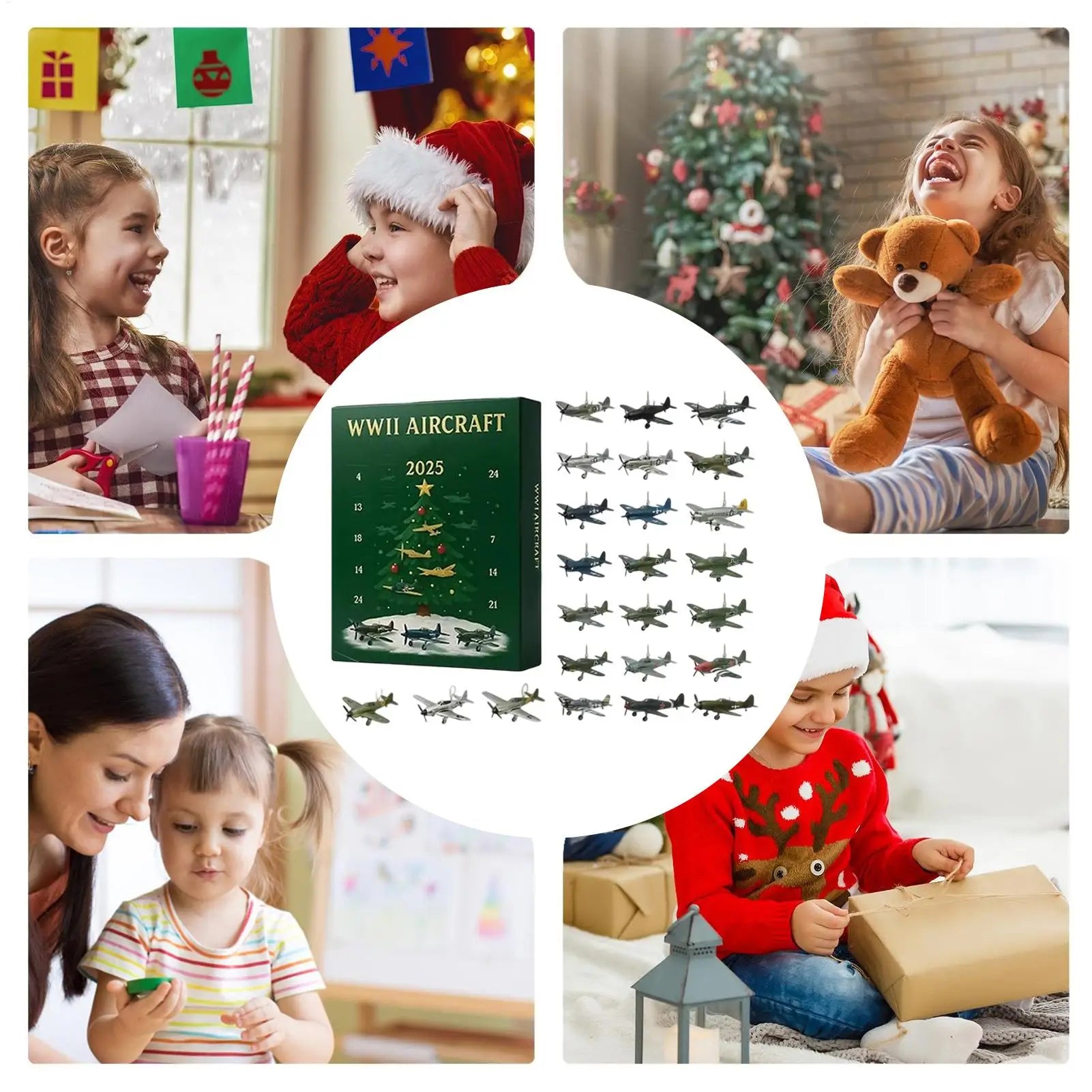 Aircraft Advent Calendar 2025 24 Days Countdown 2D Warbird Pendants