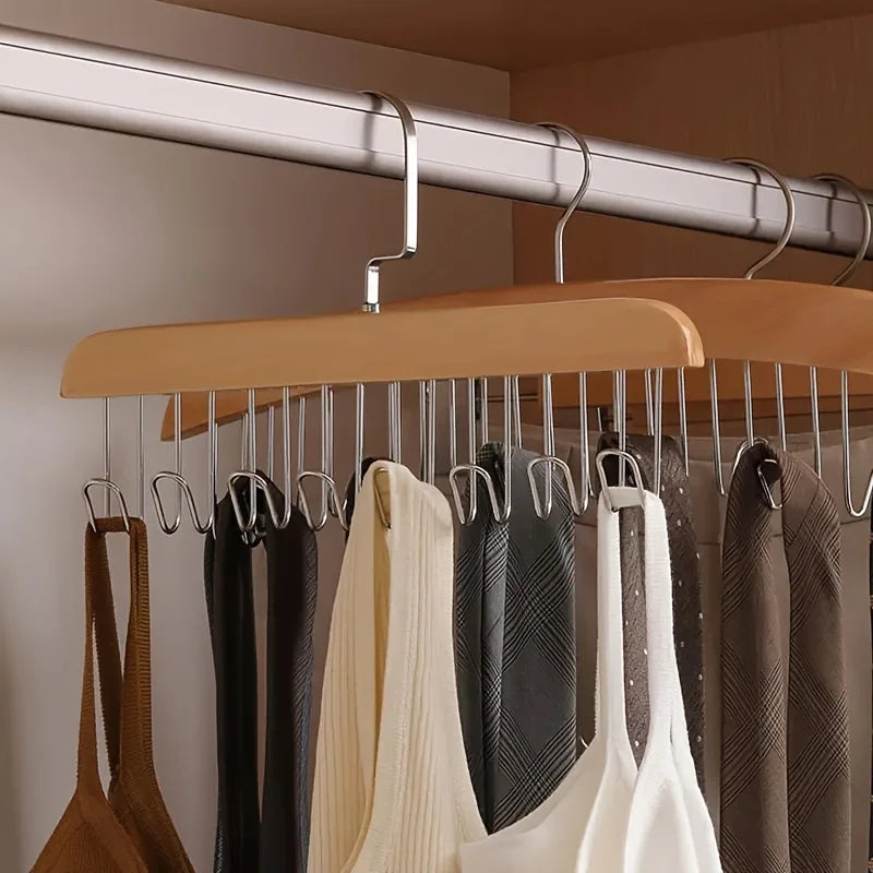 360° Rotating Foldable Wood Bra Hanger with 8 Hooks - Closet Organizer and Storage for 24 Bras Capacity - Space Saving Zpaxo