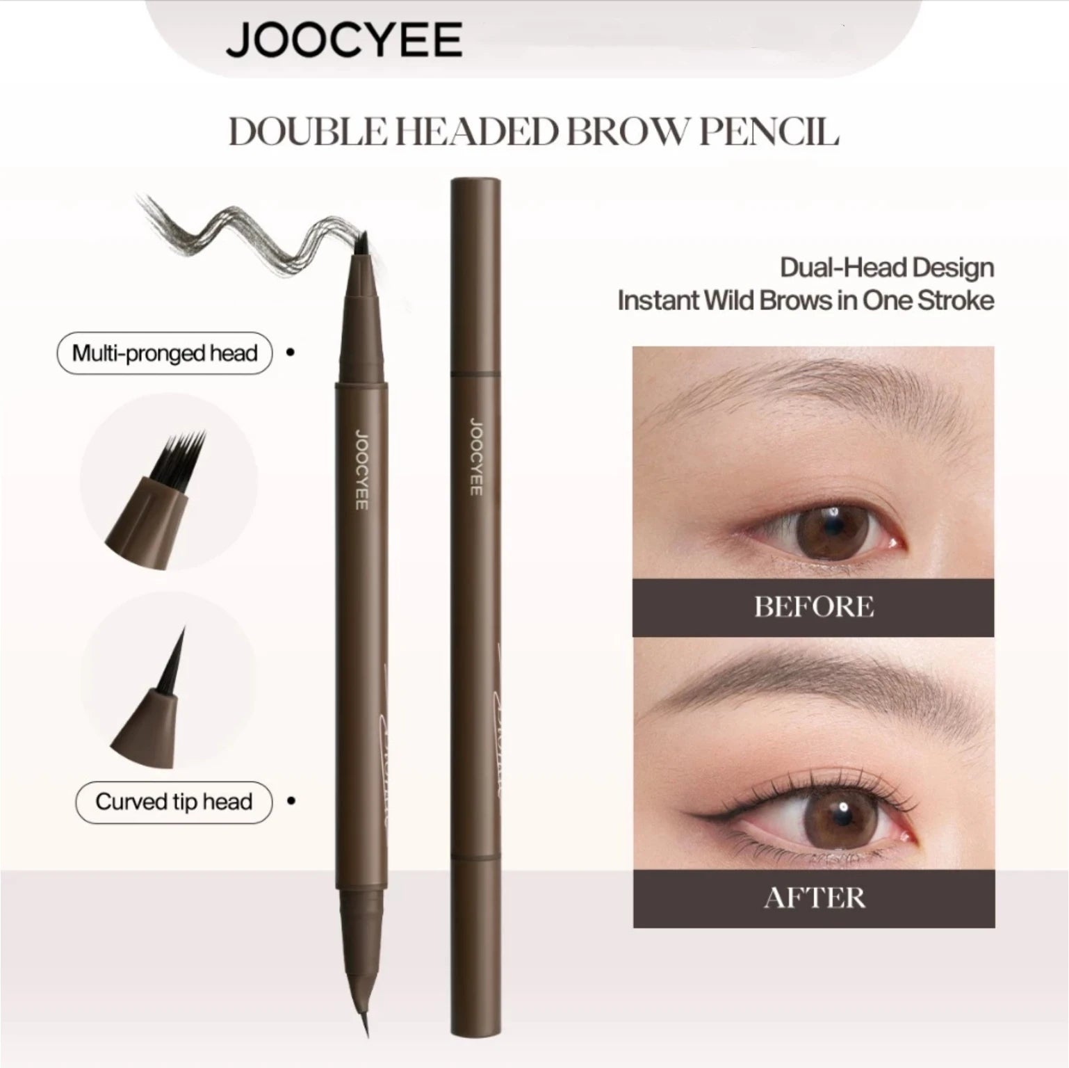 JOOCYEE Double Headed Brow Pencil Dual-head Design Wild Natural Zpaxo