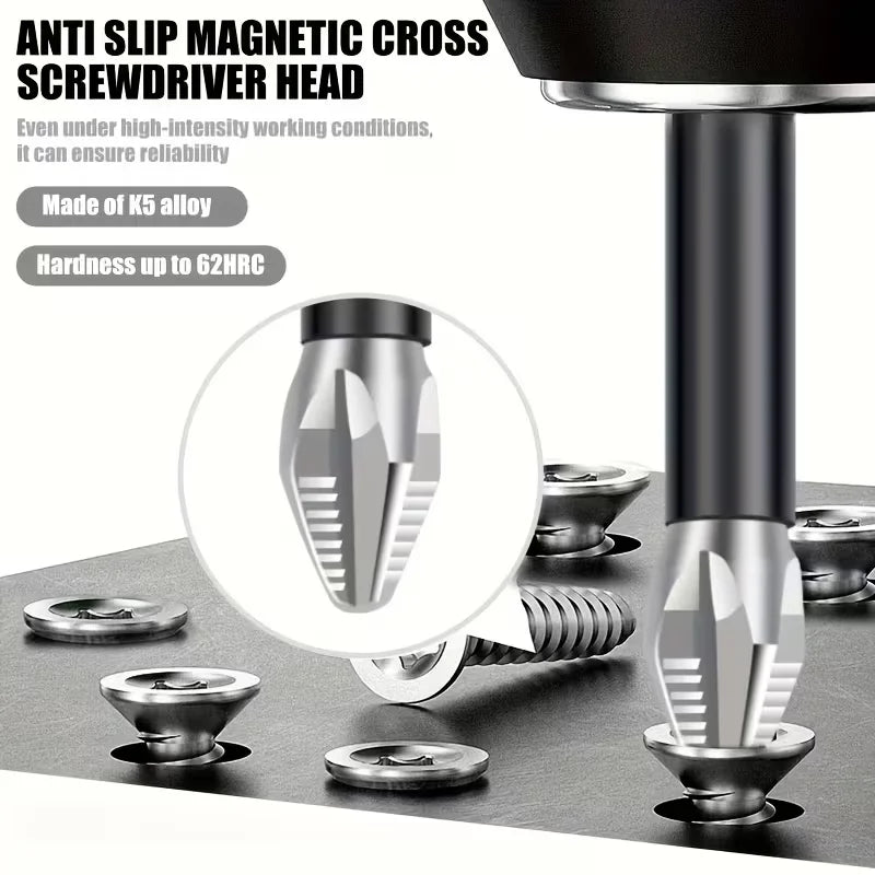 24/6PCS K5 Magnetic Screwdriver Bits Anti-Slip Impact-Resistant Threaded Bits Set Carbon Steel Phillips Screwdriver Hex Shank Zpaxo