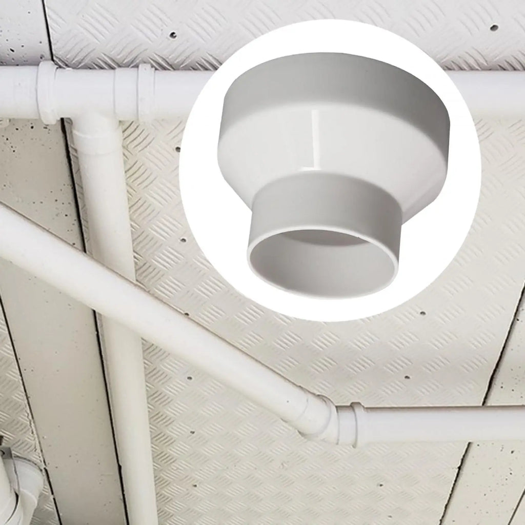 Ducting Airflow Tube Increaser Adapter 100-75mm Accessory Pipe Fitting for Hotel HVAC System Easily Install Durable White Zpaxo