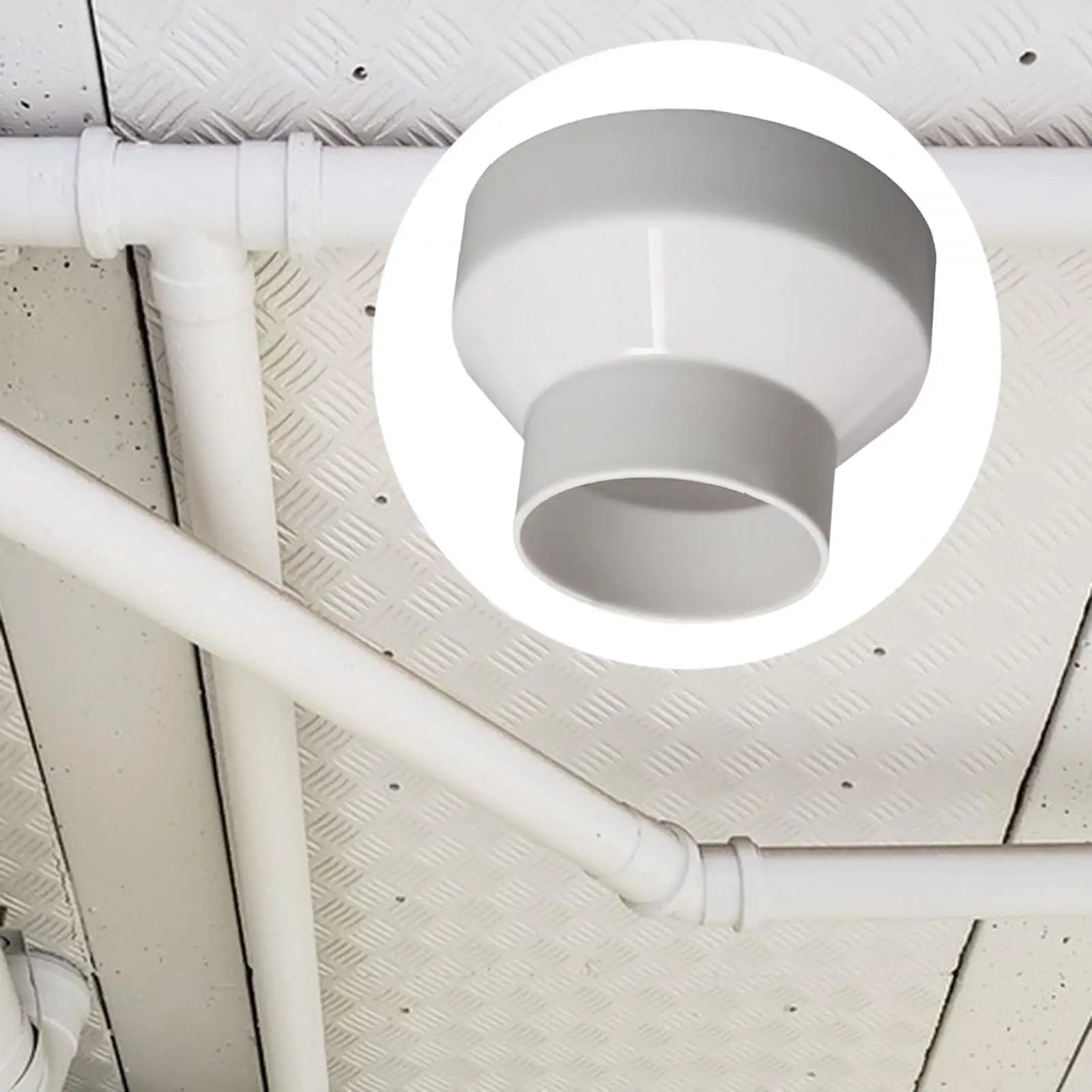 Ducting Airflow Tube Increaser Adapter 100-75mm Accessory Pipe Fitting for Hotel HVAC System Easily Install Durable White Zpaxo