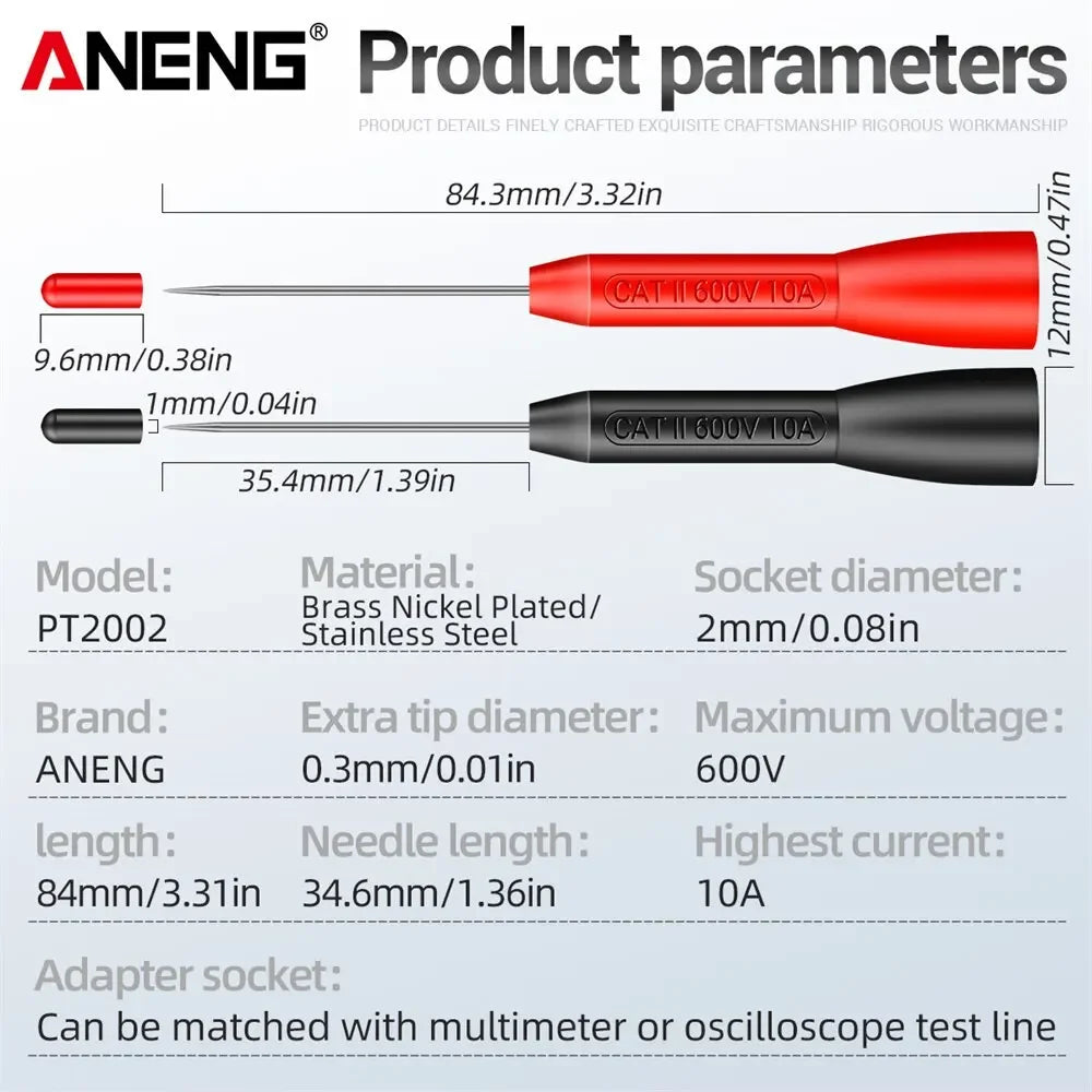 ANENG PT2002 Insulation Multimeter Test Probe 10A 600V Lead Piercing