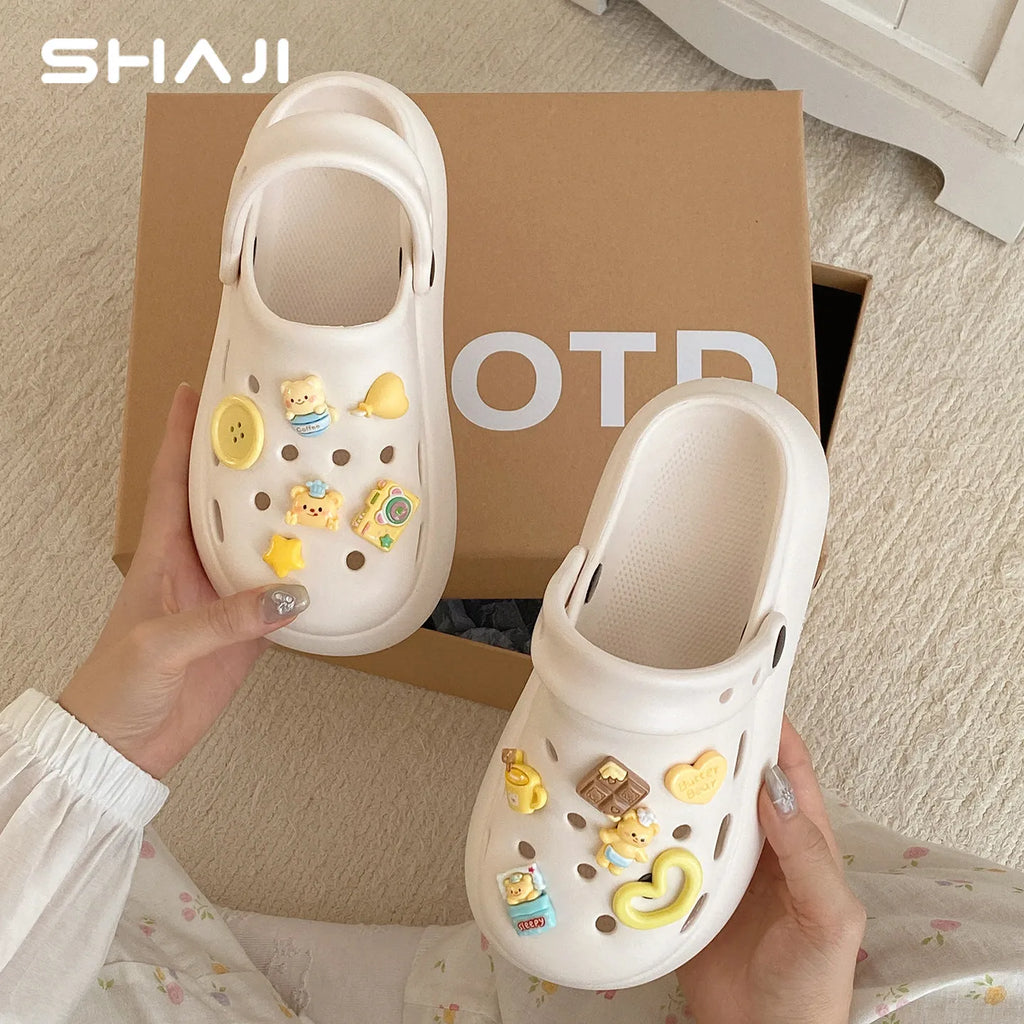 Women 2026 Cute Thick Platform Clogs SHAJI Summer Non Slip Soft