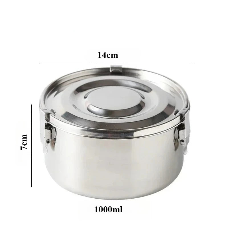 304 Stainlesss Steel Lunch Boxes Leak Proof Picnic Box Seals Lid Zpaxo silver-14cm