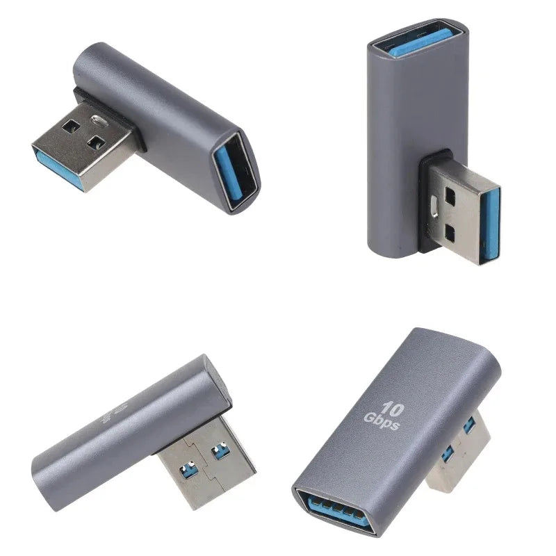 90° Right Angle USB 3.0 Male to Female Adapter | 1–5 Pack