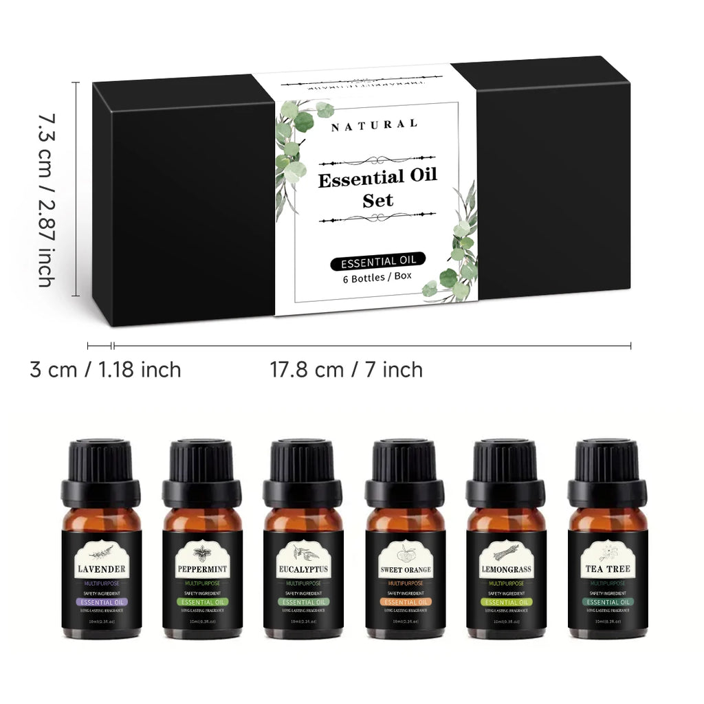 10ml essential oil 6 piece essential oil set: lavender peppermint eucalyptus sweet orange lemonsrass tea tree perfect gift Zpaxo