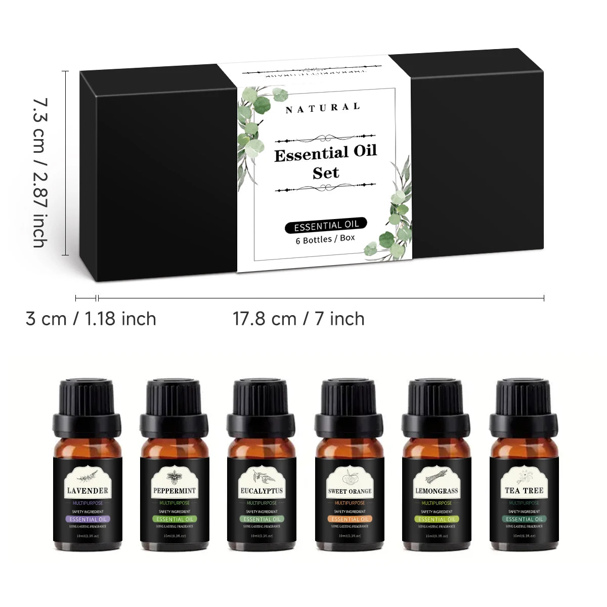 10ml essential oil 6 piece essential oil set: lavender peppermint eucalyptus sweet orange lemonsrass tea tree perfect gift Zpaxo