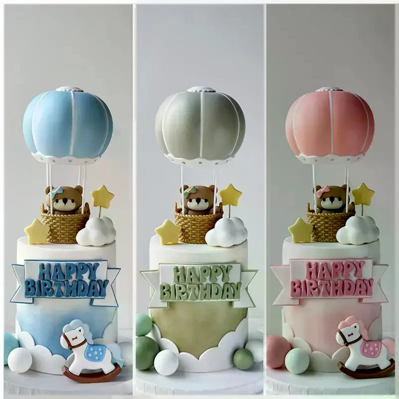 Blue Pink Hot Air Balloon Cake Topper Gender Reveal Party Cake Decoration Kids Boy Girls Birthday Party Supplies Baby Shower Zpaxo