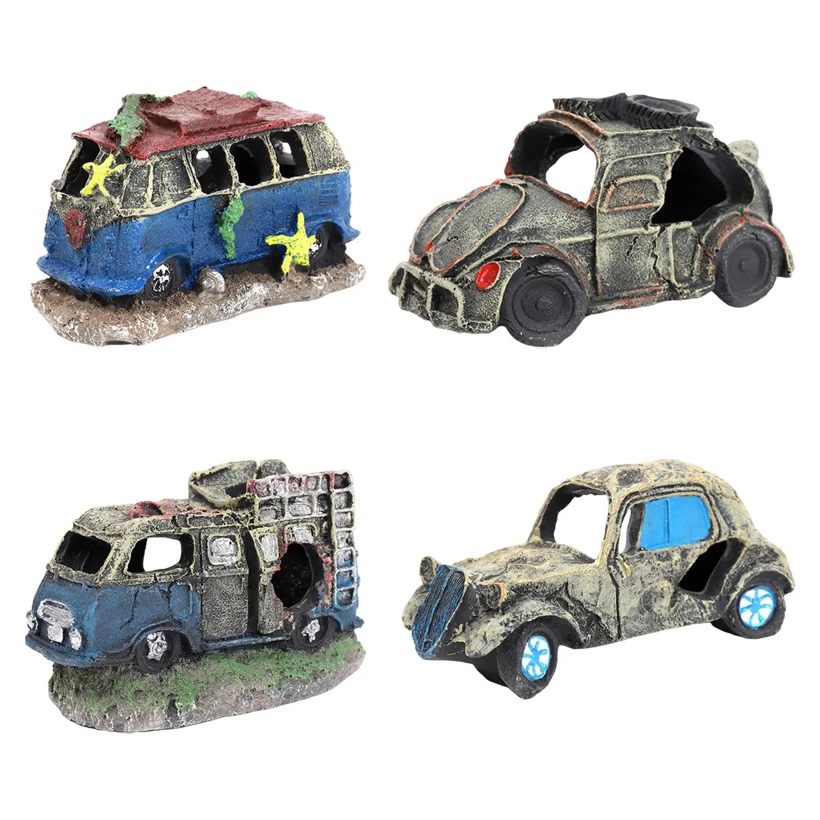 Auto Wreck Aquarium Decoration Fish Tank Ornament House for Spawning Aquatic Pets to Breed Small Fish Crustaceans Rest Play Zpaxo