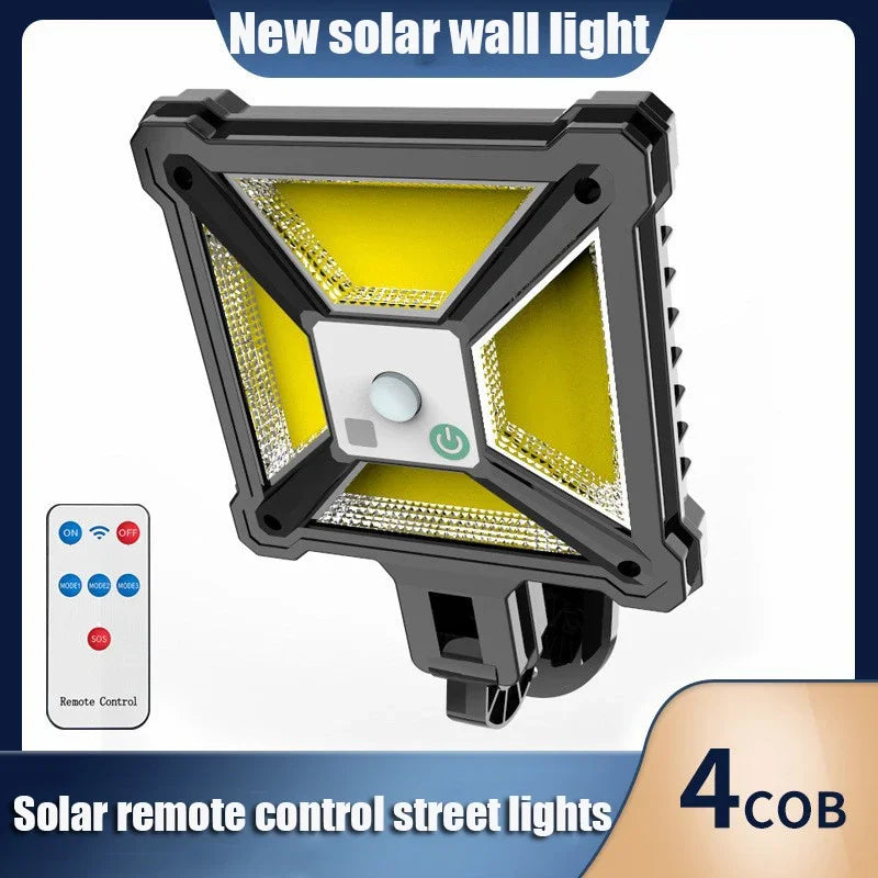 Outdoor Solar Street Lights Sensor 168 LEDs Large Lighting Range Wall Zpaxo 4COB -With Control China Mainland
