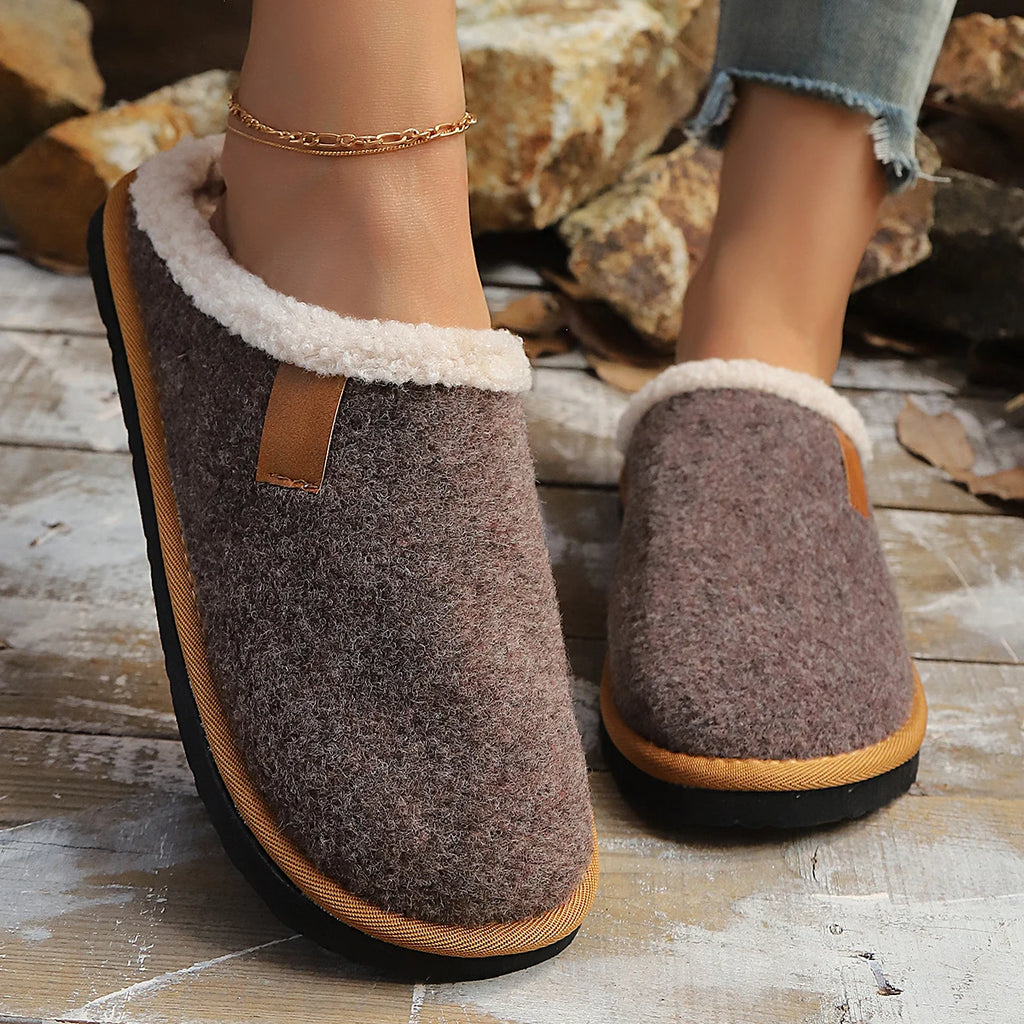 Women Cotton Slippers Fashion Home Couples Slippers Winter Thick Bottom Anti-Slip Shoes Women Comfortable Warm Slides Women Zpaxo Coffee color 39