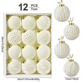 12-Pack White Knitted Yarn Christmas Ball Ornaments | Tree Decor