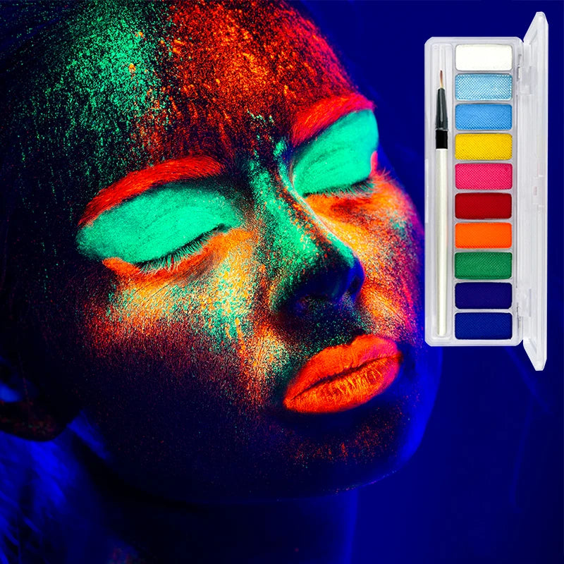 10 Colors UV Luminous Face Body Paint Palette Makeup Non-toxic Zpaxo