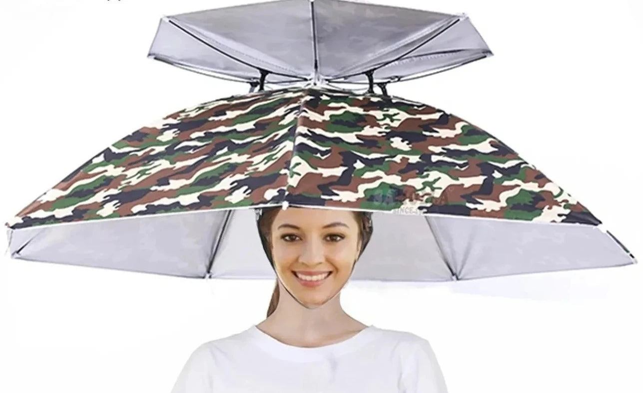 Rain Umbrella Hat Foldable Sun Shade Waterproof Fishing Headwear Cap Beach Head Hats Double-Layer UV Protection Sunscreen Zpaxo large j