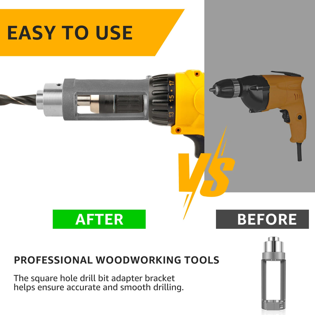Square Hole Drill Fixed Bracket Cast Aluminum Professional Precise Woodworking Tool Durable Drill Bit for Hand Electric Drill Zpaxo