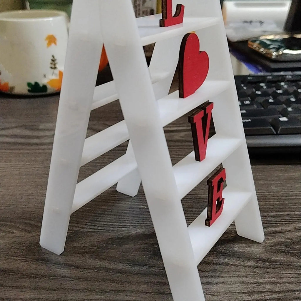 Valentine Love Ladder Desktop Decor Tabletop Mantle Shelf Sign