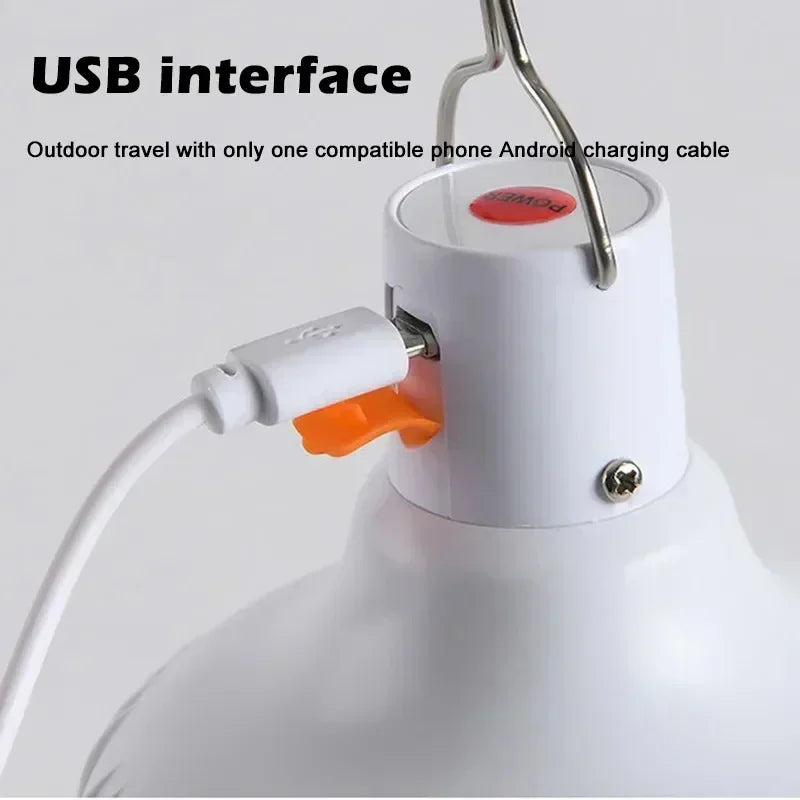 Solar & USB LED Camping Bulb – Portable Outdoor Emergency Light