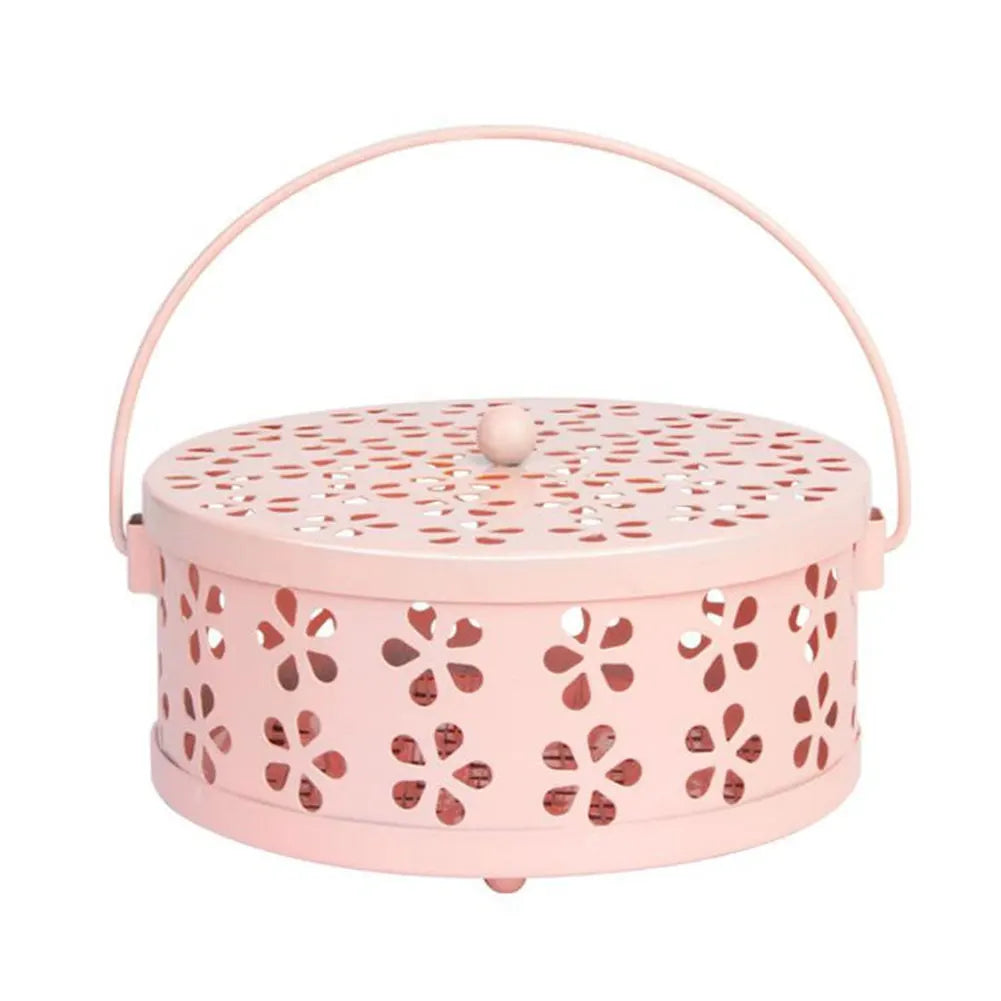 Metal Mosquito Coil Holder with Lid and Handle Incense Coil Burner Mosquito Coil Holder for Home and Outdoor Camping Zpaxo c