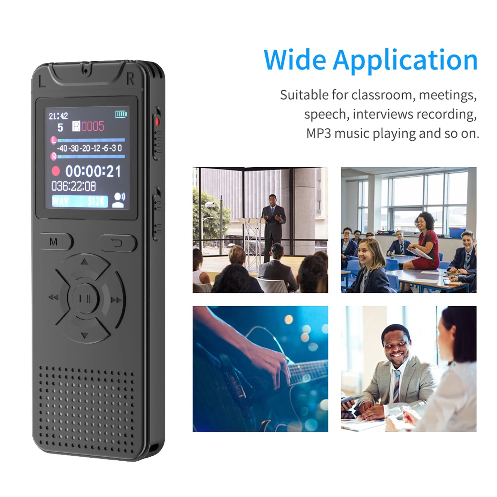 Recorder Journalists Meeting Voice Recorder 1.4inch Screen Clear Sound 50 Hours Recording Time for Professionals Meetings Zpaxo