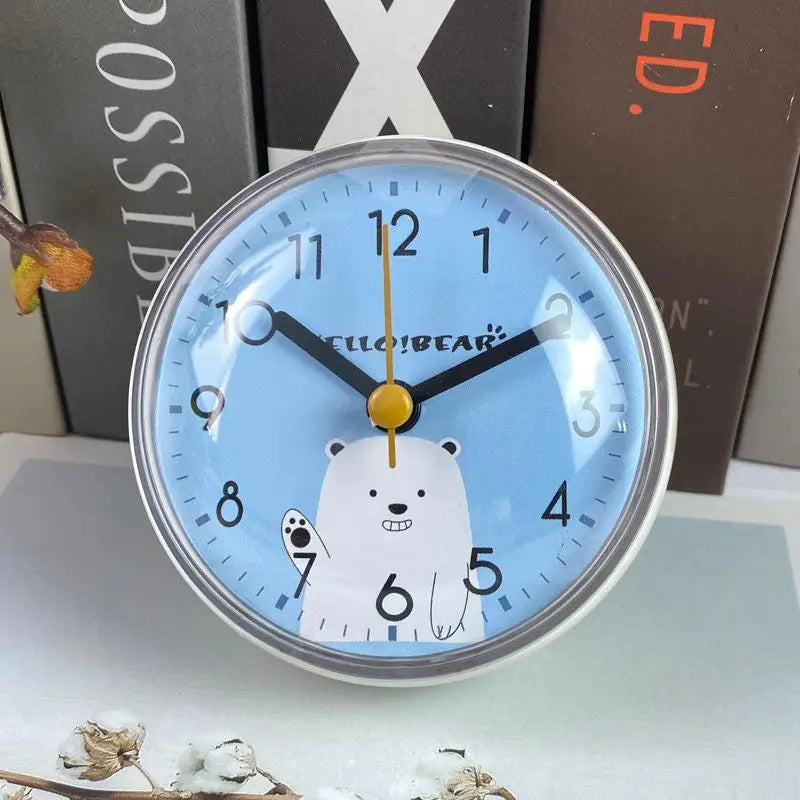 Anti-Fog Waterproof 7cm Kitchen Toilet Small Quartz Table Clock Mini Sucker Wall Clock Bathroom Zpaxo B