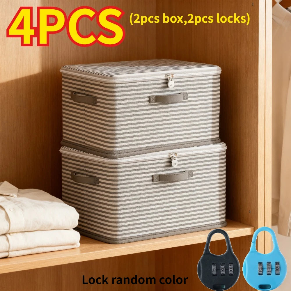 4-Pack Foldable Storage Boxes | Password Lock & Dust-Proof Zipper Foldable Storage Box Zpaxo