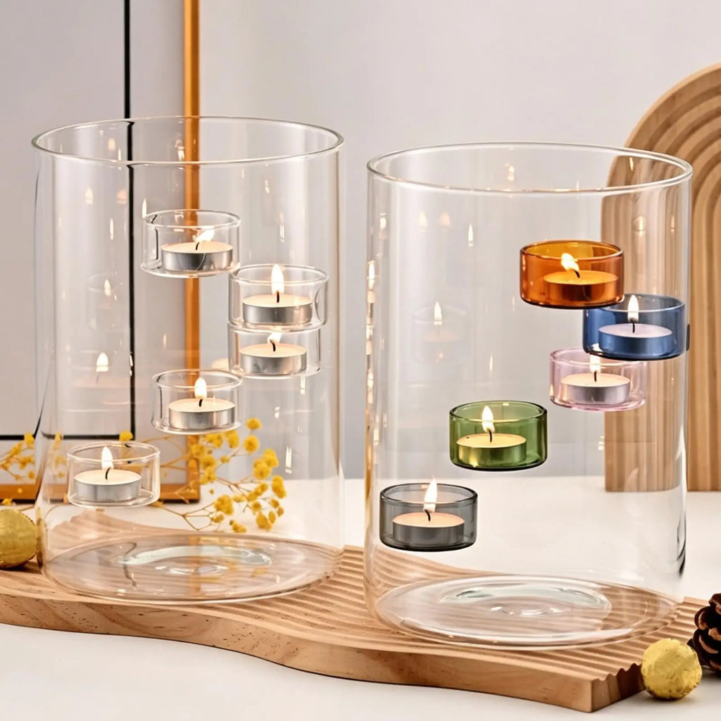 Glass Candle Holder Clear Decorative Rustic Halloween Decor Seasonal