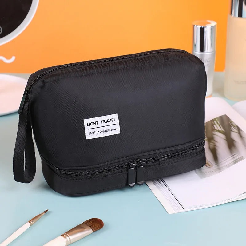 Double Layer Makeup Bag Large Capacity Cosmetic Toiletry Organizer