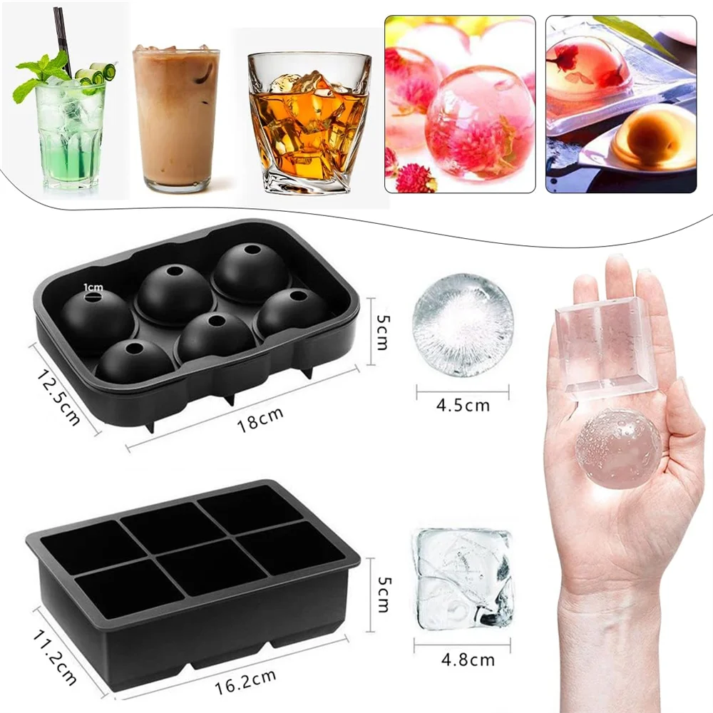 Silicone Ice Molds Trays Large Maker Shape Spheres Cubes Perfect Zpaxo