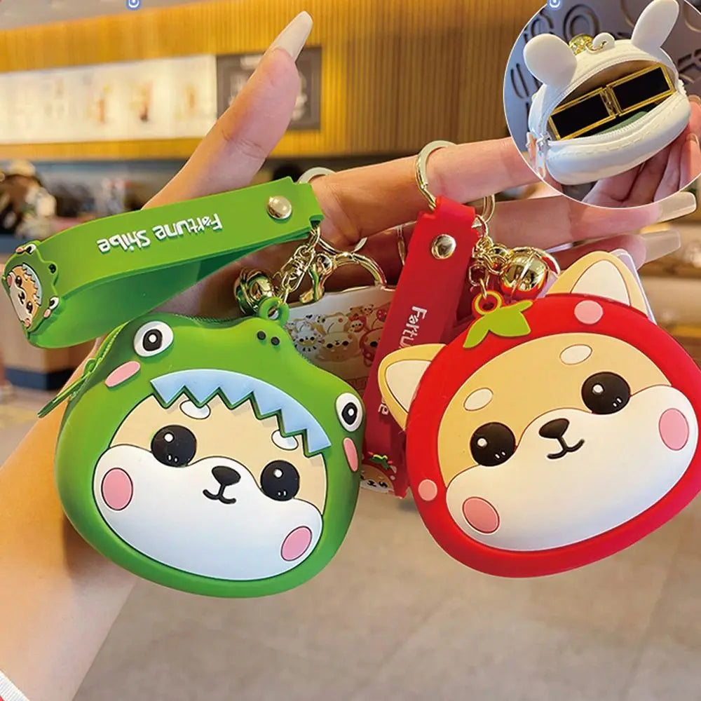 Chain Mini Wallet Bag Charm Headphone Bag Coin Purse Keychain Zipper Change Purse Shiba Inu Dog Keychain Purse With Keychain Zpaxo