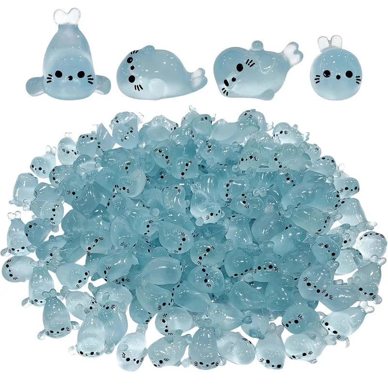 10 20 100-PCS Luminous Mini Seal Miniature Living Decor Marine Animal