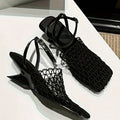 2025 Summer Luxury Fashion Designer Sandals Women's Lace Mesh Square Zpaxo black 41